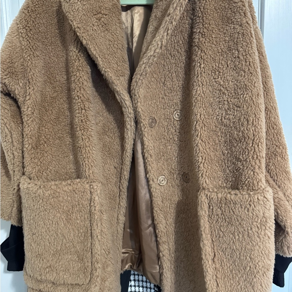 Weekend Max Mara Plush Teddy Coat in Camel